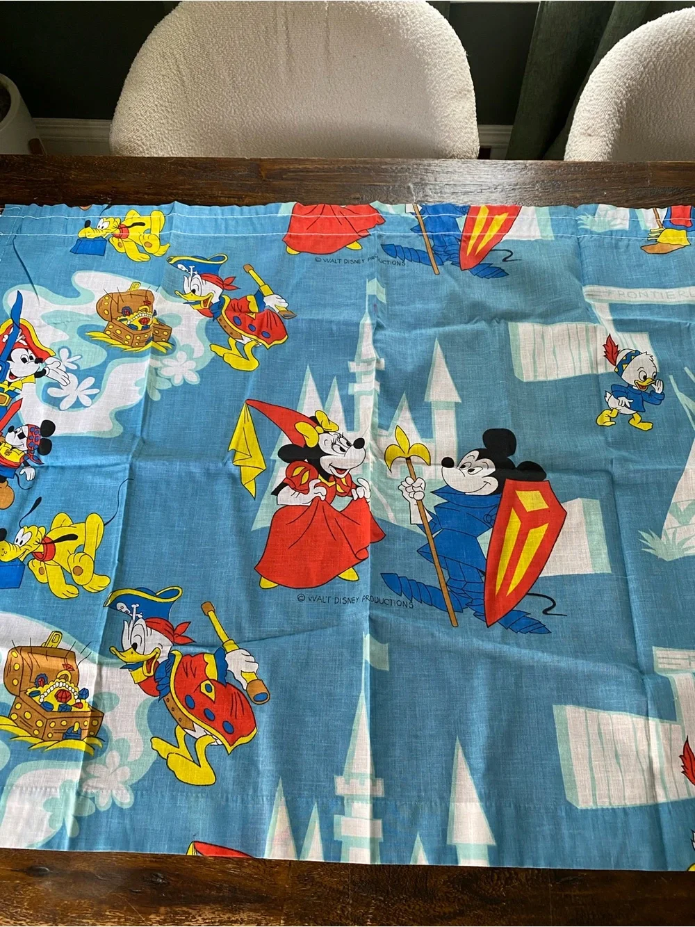 Vintage 1960s Set of 3 Walt Disney Mickey Mouse Disneyland Curtain Panels